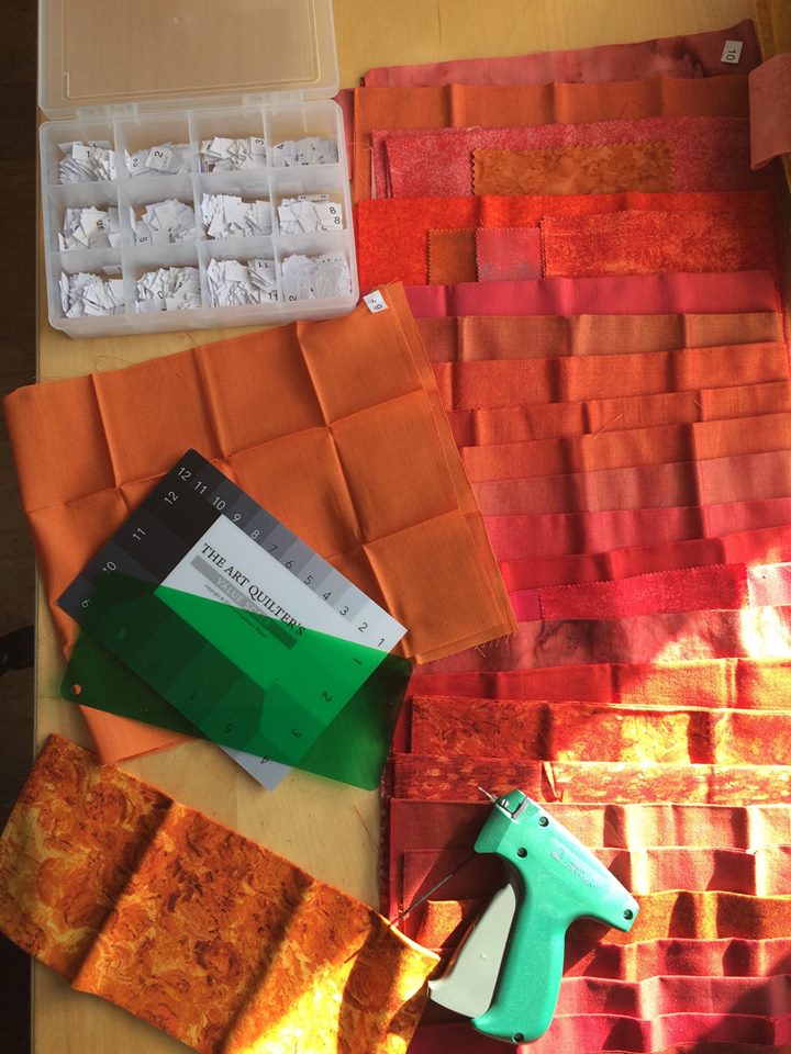 organising fabrics into tonal shades