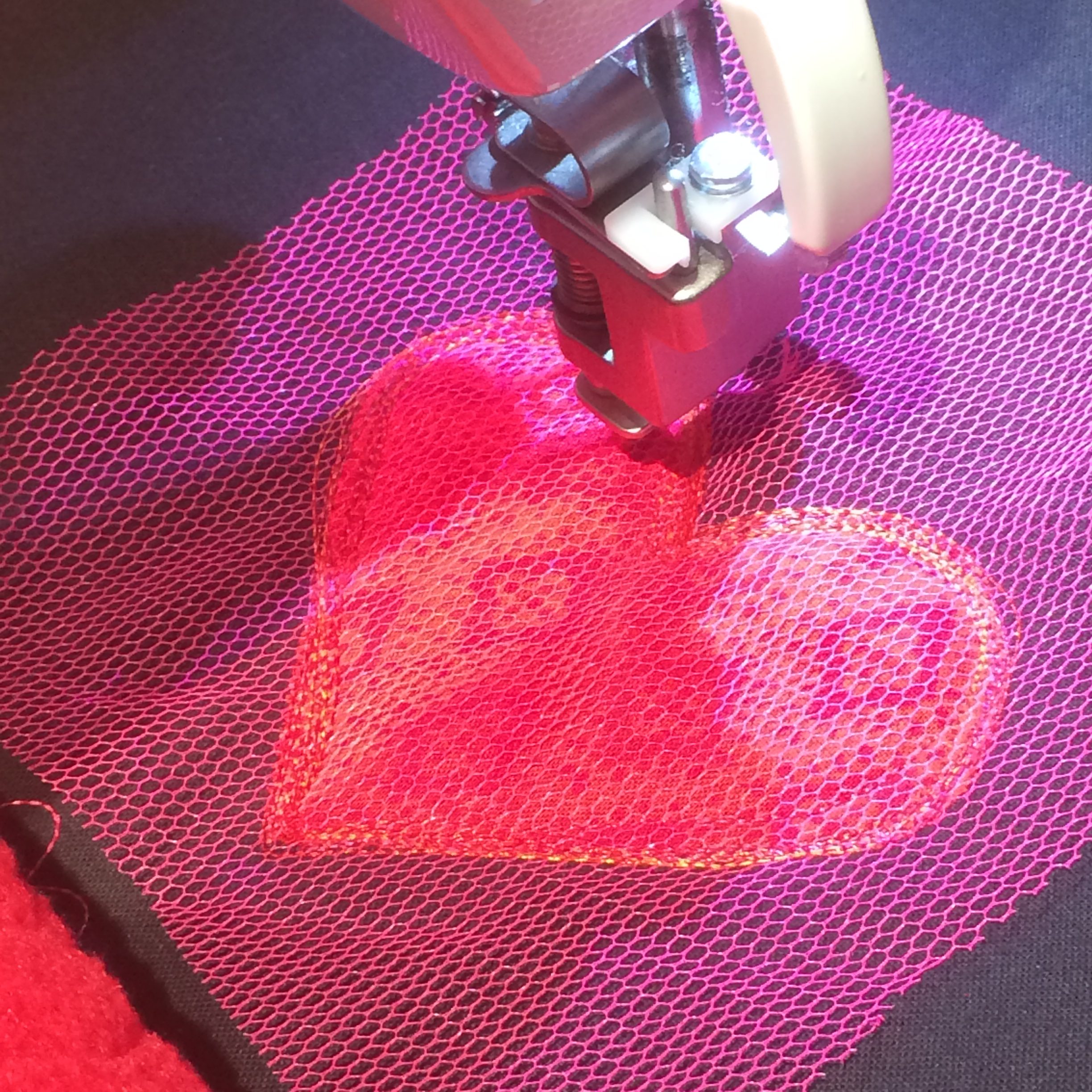lay your netting over the heart shape
