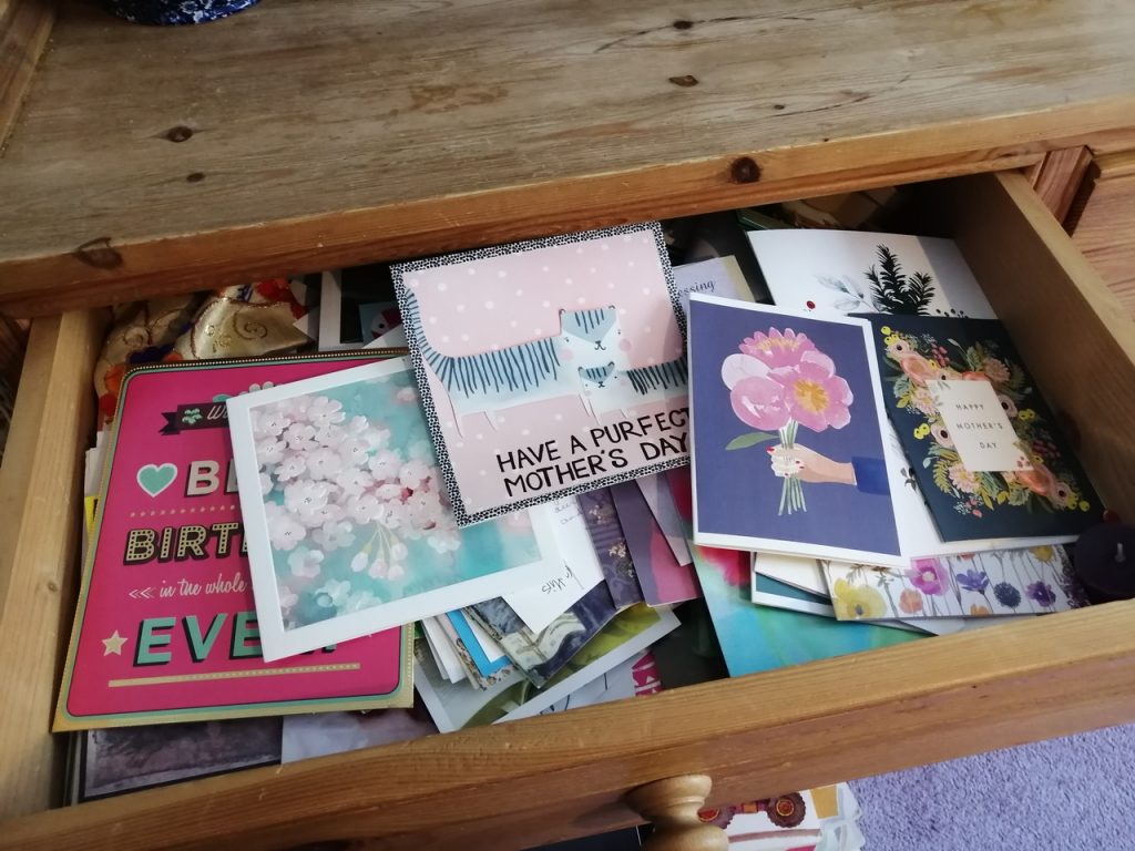 drawer of old greeting cards