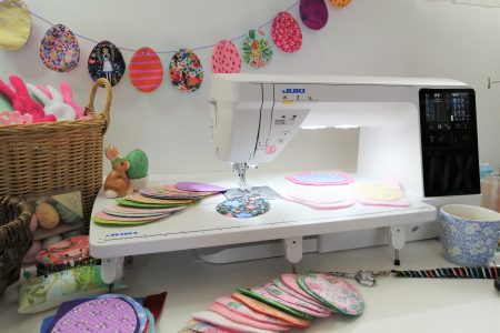 Easter egg bunting on the Juki NX7