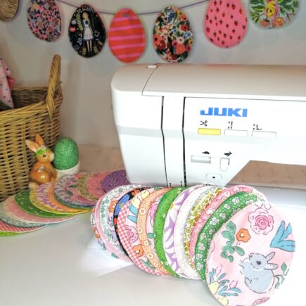 Fabric Easter egg garland by the Juki NX7 sewing machine