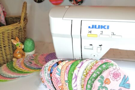 Fabric Easter egg garland by the Juki NX7 sewing machine